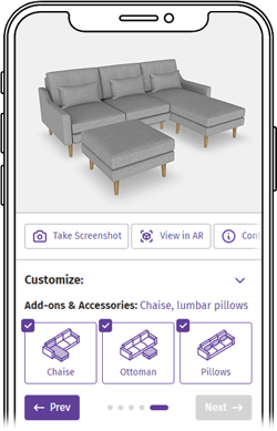Mobile preview of ATLATL's Arrow Sofa demo